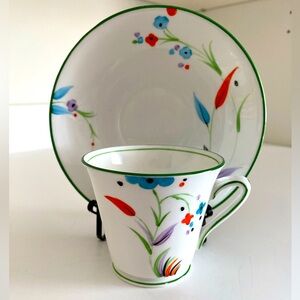 EUC Vtg Phoenix Bone China Teacup and Saucer in Art Deco Style